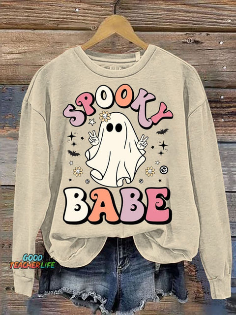 Halloween Spooky Babe Decorative Pattern Casual Sweatshirt