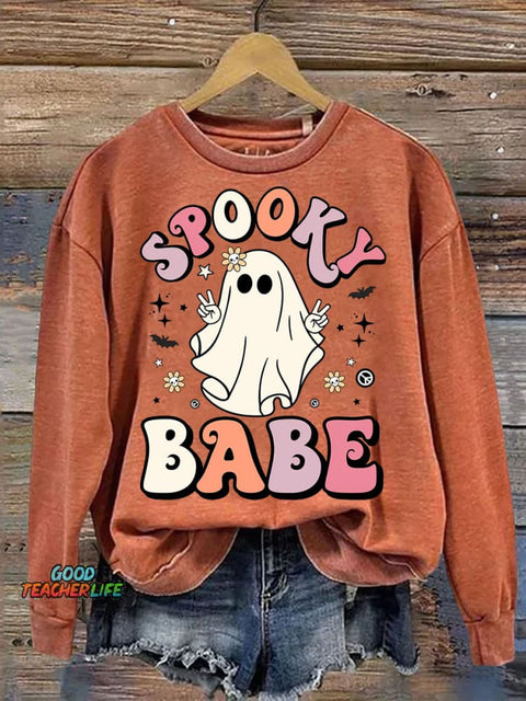 Halloween Spooky Babe Decorative Pattern Casual Sweatshirt