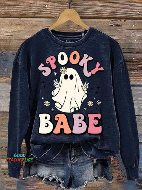 Halloween Spooky Babe Decorative Pattern Casual Sweatshirt