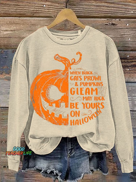 Halloween Evil Pumpkin Decorative Pattern Casual Sweatshirt