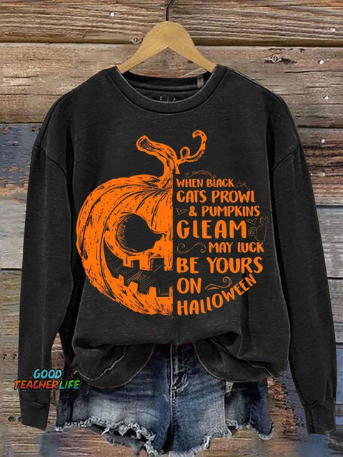 Halloween Evil Pumpkin Decorative Pattern Casual Sweatshirt