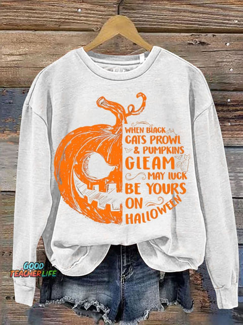 Halloween Evil Pumpkin Decorative Pattern Casual Sweatshirt