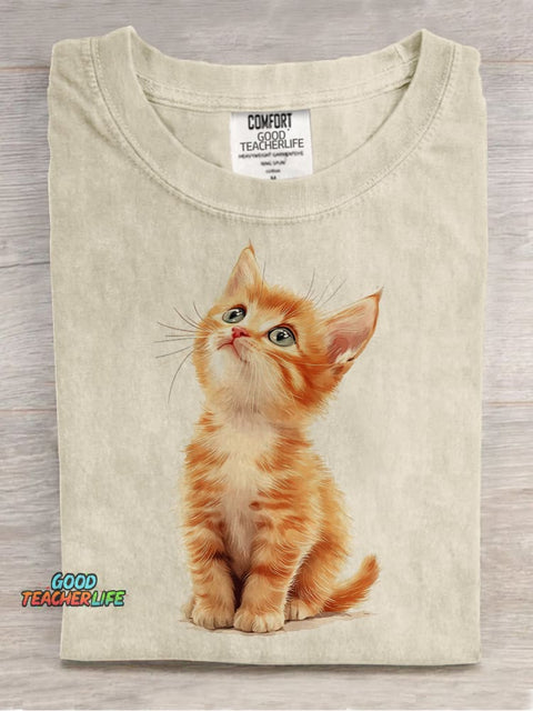 Cute Kitten Decorative Pattern T-shirt