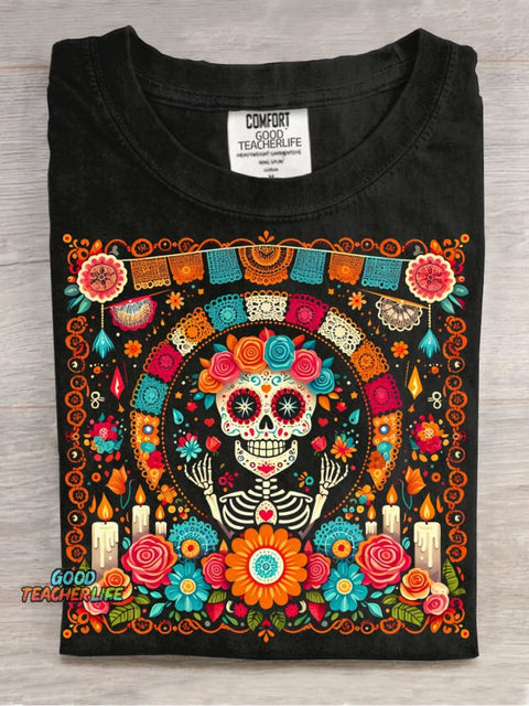 Day of The Dead Día De Los Muertos Decorative Pattern T-shirt