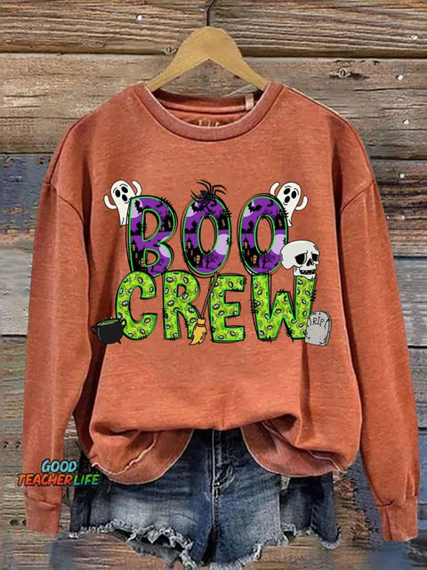 Boo Crew Halloween Casual Sweatshirt