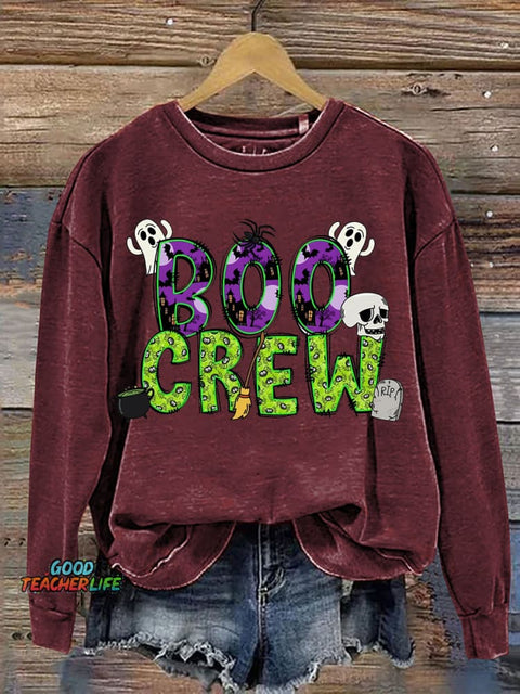 Boo Crew Halloween Casual Sweatshirt