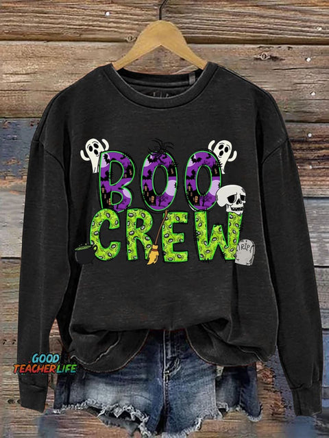 Boo Crew Halloween Casual Sweatshirt