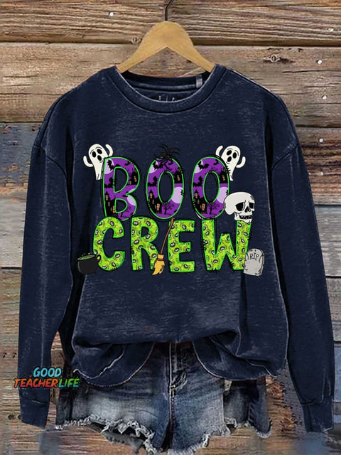 Boo Crew Halloween Casual Sweatshirt