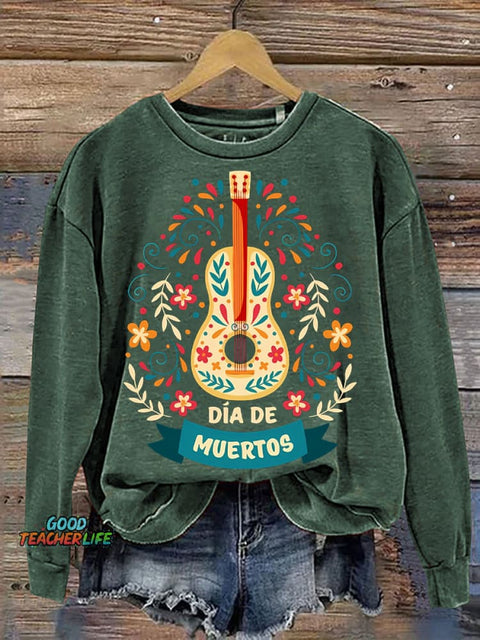 Day of The Dead Día De Los Muertos Guitar Casual Sweatshirt