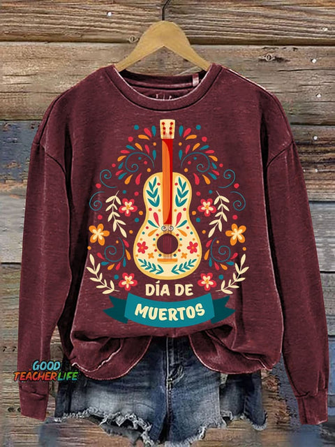 Day of The Dead Día De Los Muertos Guitar Casual Sweatshirt