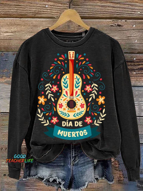 Day of The Dead Día De Los Muertos Guitar Casual Sweatshirt
