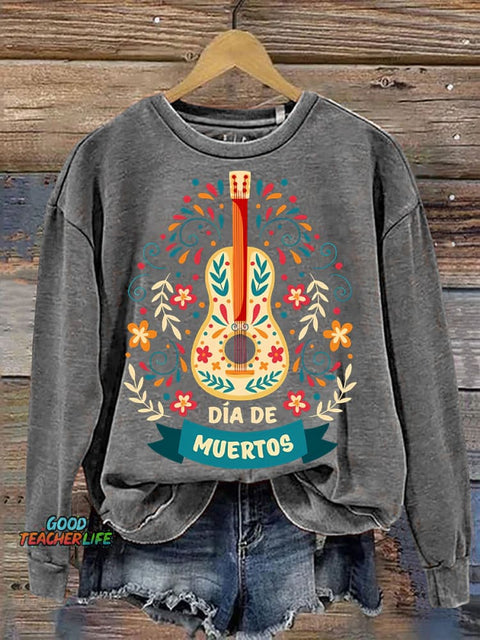 Day of The Dead Día De Los Muertos Guitar Casual Sweatshirt
