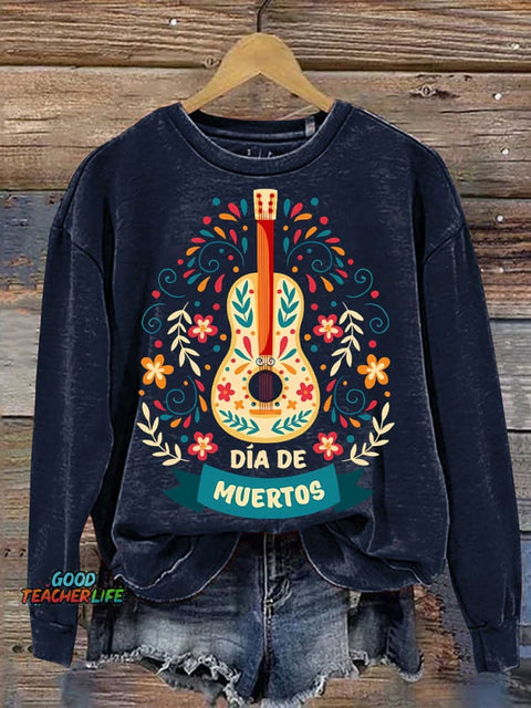 Day of The Dead Día De Los Muertos Guitar Casual Sweatshirt