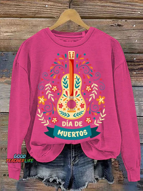 Day of The Dead Día De Los Muertos Guitar Casual Sweatshirt