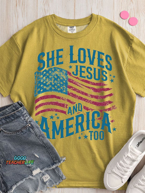 She Loves Jesus and America Too T-shirt