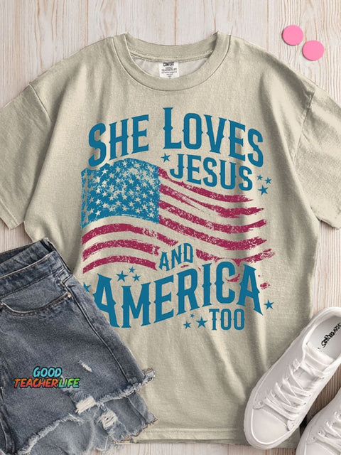 She Loves Jesus and America Too T-shirt
