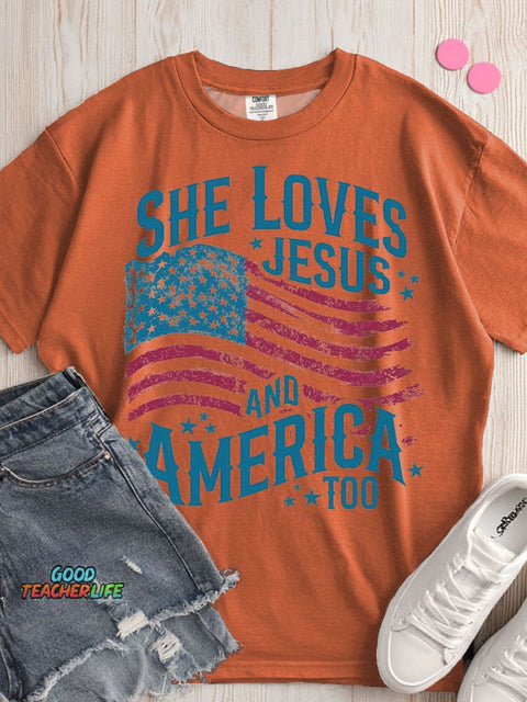 She Loves Jesus and America Too T-shirt