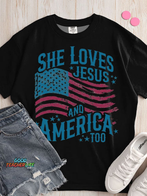 She Loves Jesus and America Too T-shirt