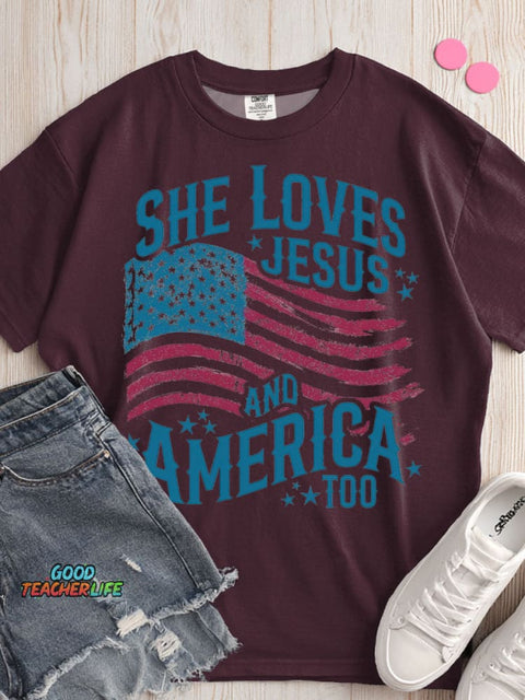 She Loves Jesus and America Too T-shirt