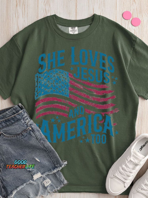 She Loves Jesus and America Too T-shirt