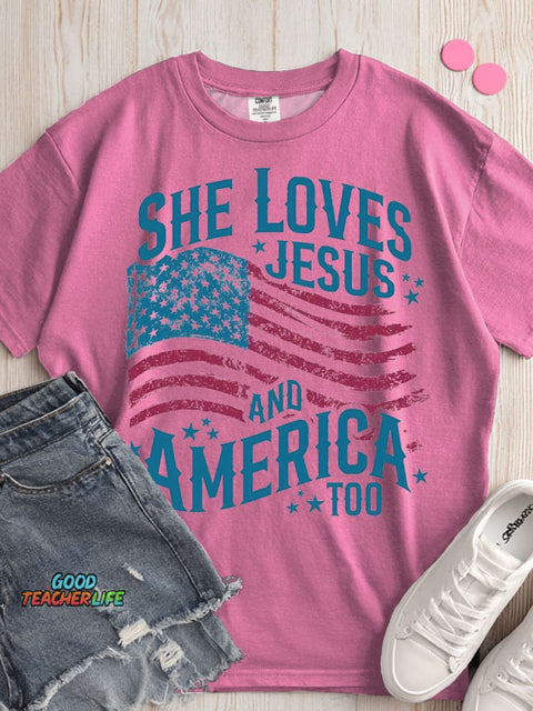 She Loves Jesus and America Too T-shirt