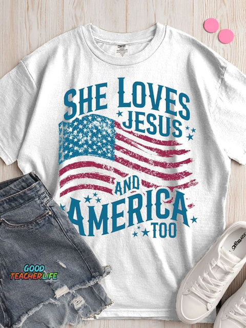 She Loves Jesus and America Too T-shirt