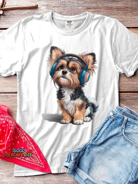 Cute Dog Decorative Pattern T-shirt
