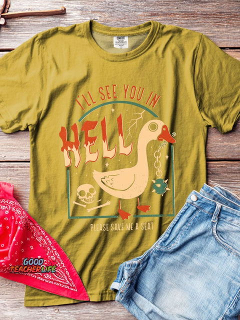 Hell Goose Decorative Pattern T-shirt