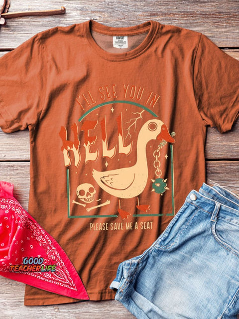 Hell Goose Decorative Pattern T-shirt