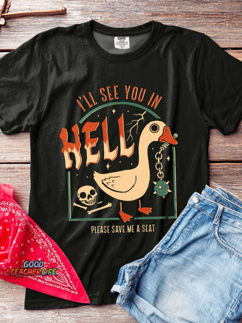 Hell Goose Decorative Pattern T-shirt