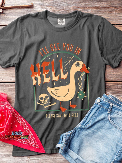 Hell Goose Decorative Pattern T-shirt