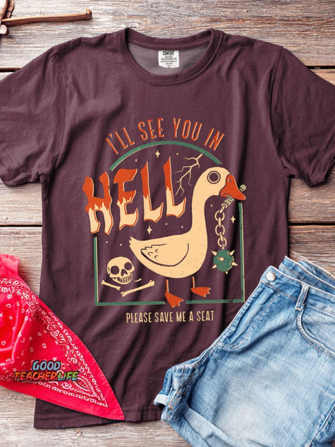 Hell Goose Decorative Pattern T-shirt