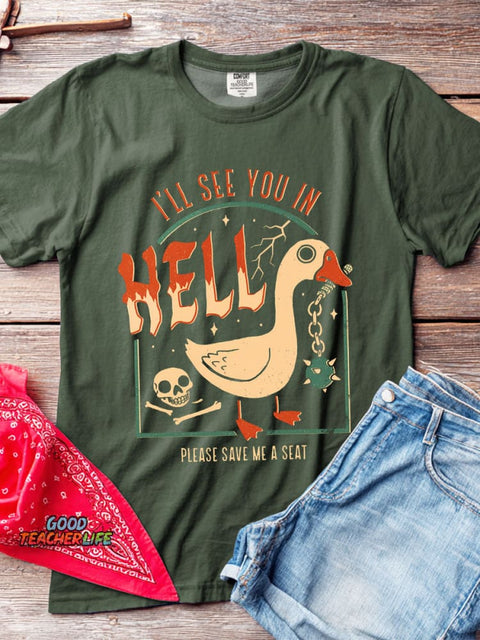 Hell Goose Decorative Pattern T-shirt