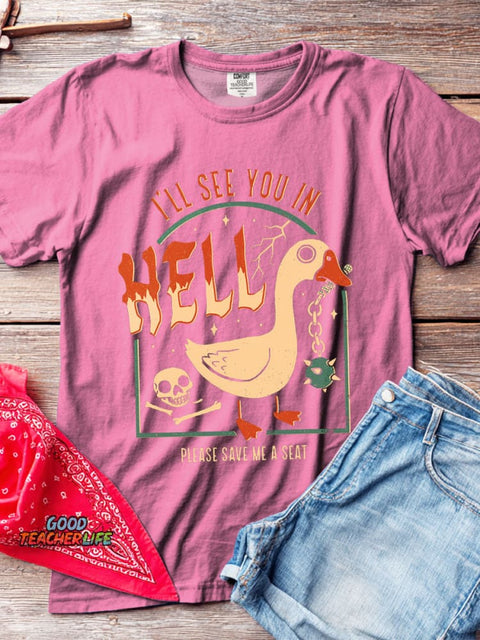 Hell Goose Decorative Pattern T-shirt