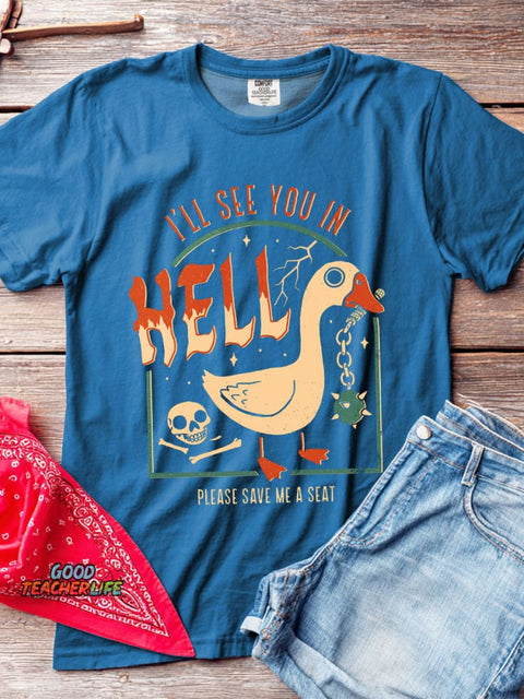 Hell Goose Decorative Pattern T-shirt