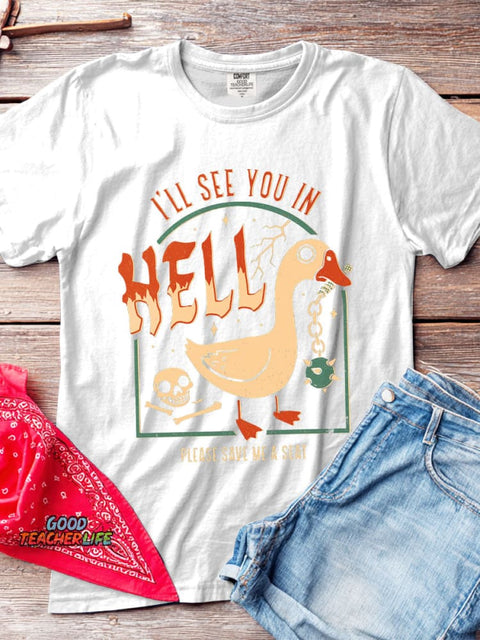 Hell Goose Decorative Pattern T-shirt