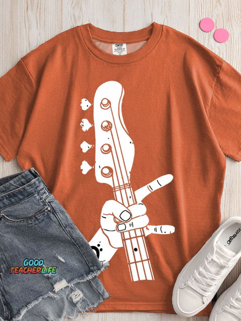 Rock Guitarist Decorative Pattern T-shirt
