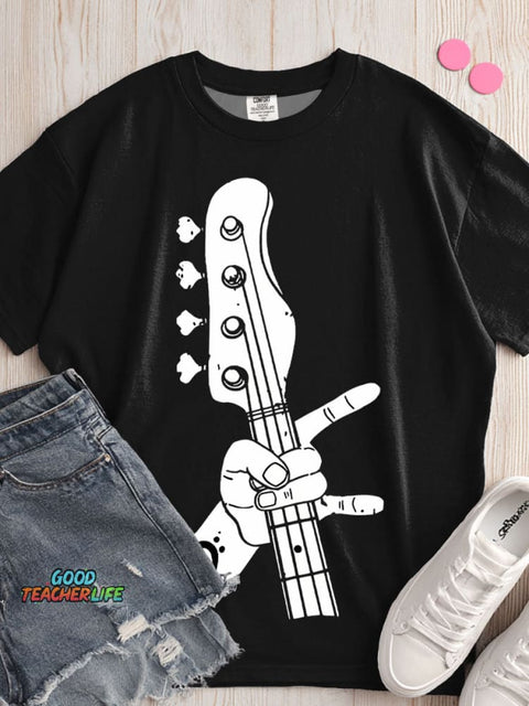 Rock Guitarist Decorative Pattern T-shirt