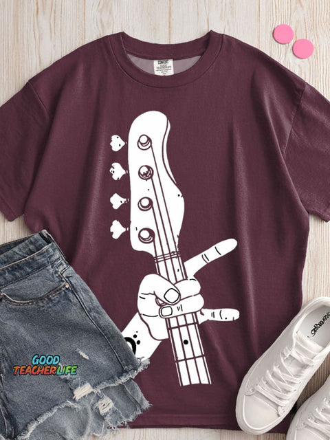 Rock Guitarist Decorative Pattern T-shirt
