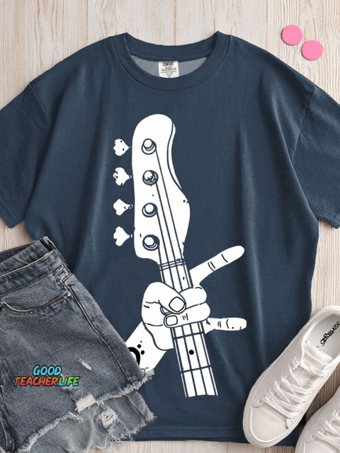 Rock Guitarist Decorative Pattern T-shirt
