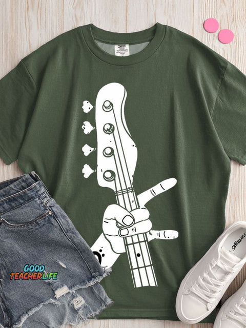 Rock Guitarist Decorative Pattern T-shirt