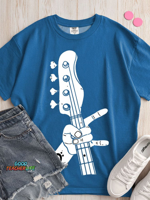 Rock Guitarist Decorative Pattern T-shirt