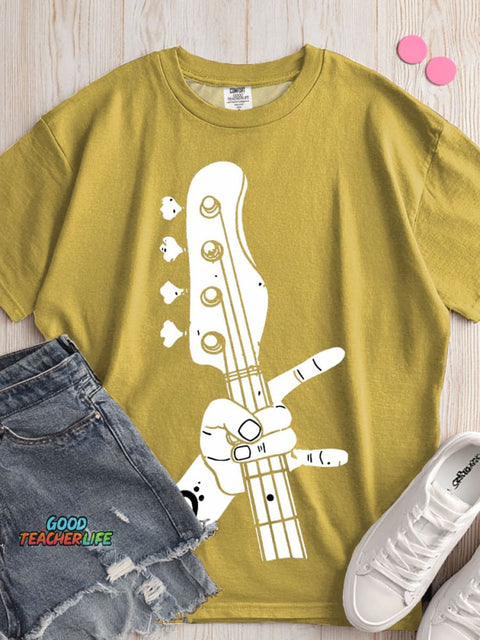 Rock Guitarist Decorative Pattern T-shirt