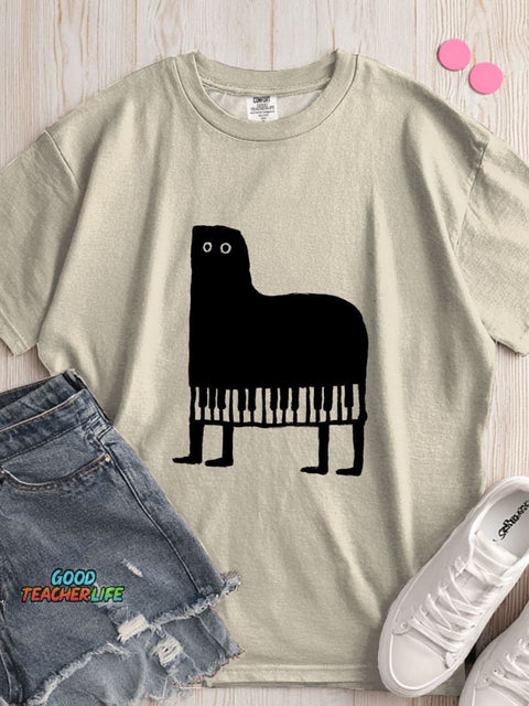 Piano Cat Decorative Pattern T-shirt