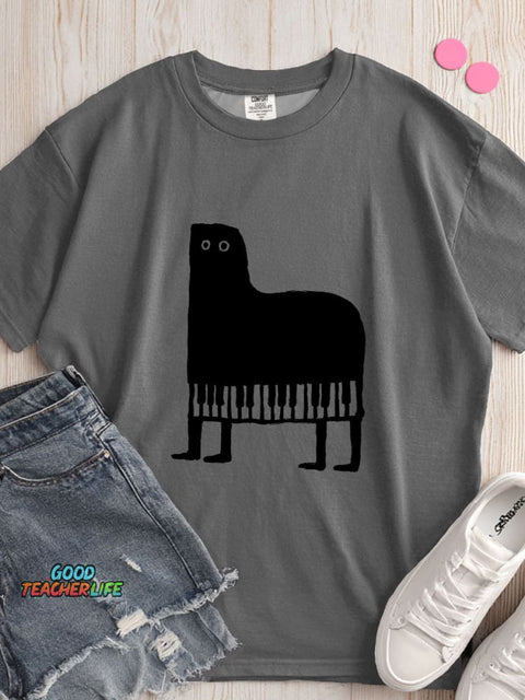 Piano Cat Decorative Pattern T-shirt