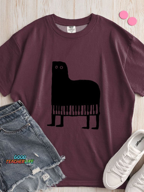 Piano Cat Decorative Pattern T-shirt