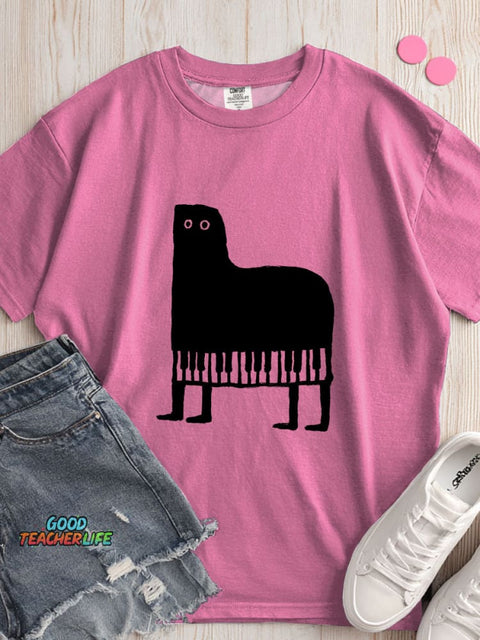 Piano Cat Decorative Pattern T-shirt