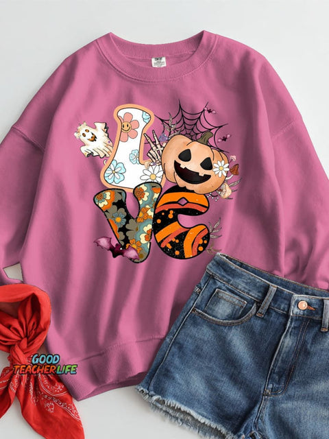 Love Halloween Decorative Pattern Casual Sweatshirt