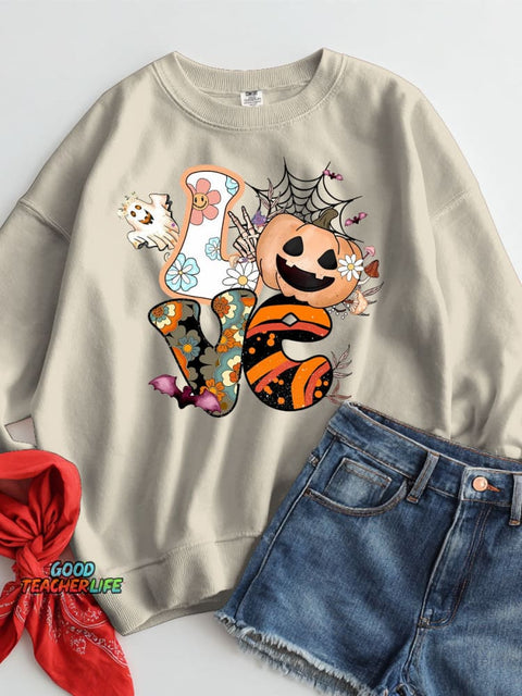 Love Halloween Decorative Pattern Casual Sweatshirt