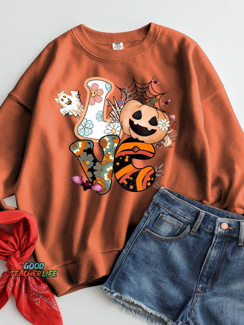 Love Halloween Decorative Pattern Casual Sweatshirt
